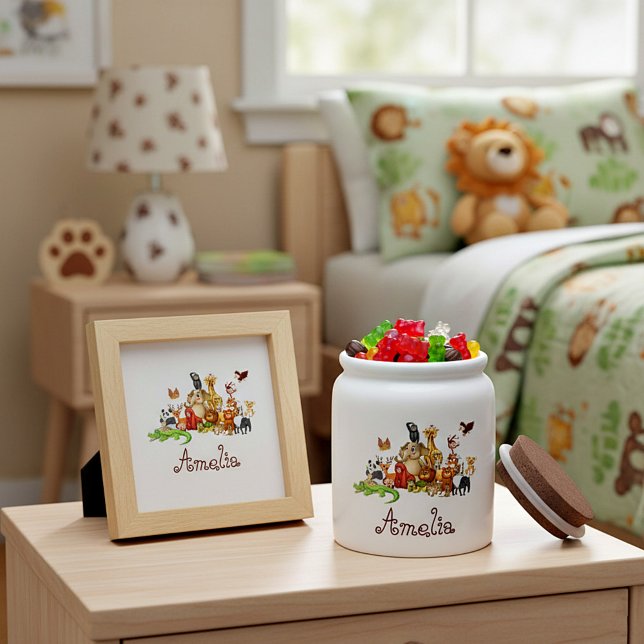 Personalized Kid's animals mini 4" Candy Jar (Creator Uploaded)