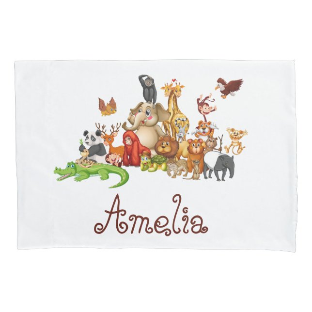 Personalized Kid's animals  Pillow Case (Front)