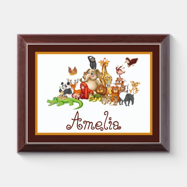 Personalized Kid's animals Plaque (Horizontal)