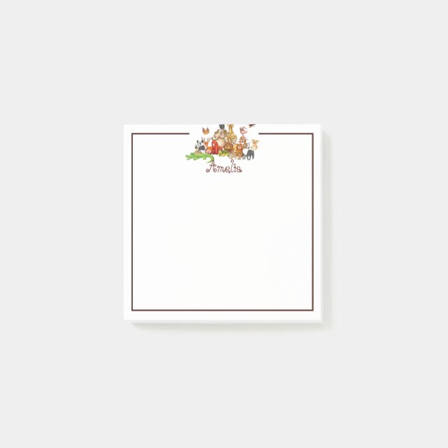 Personalized Kid's animals  Post-it Notes (Front)