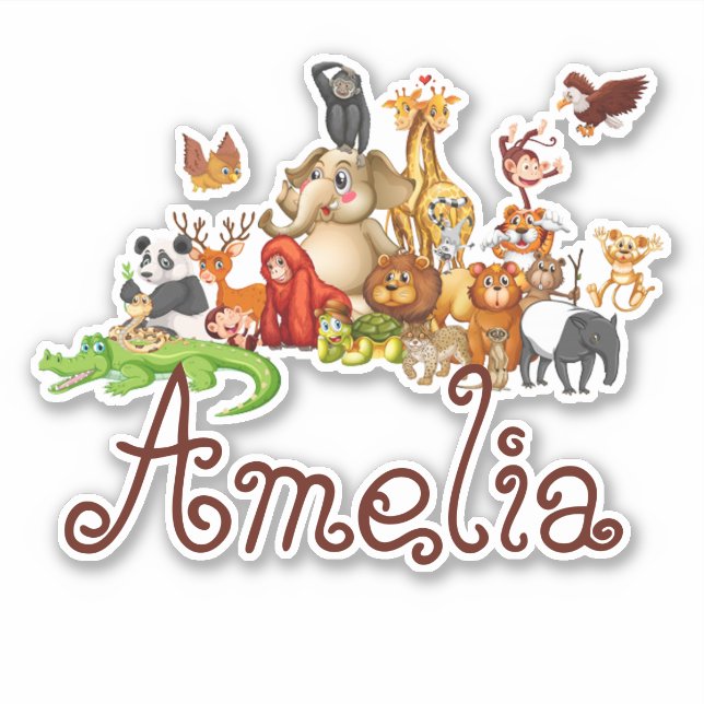 Personalized Kid's animals Sticker (Front)