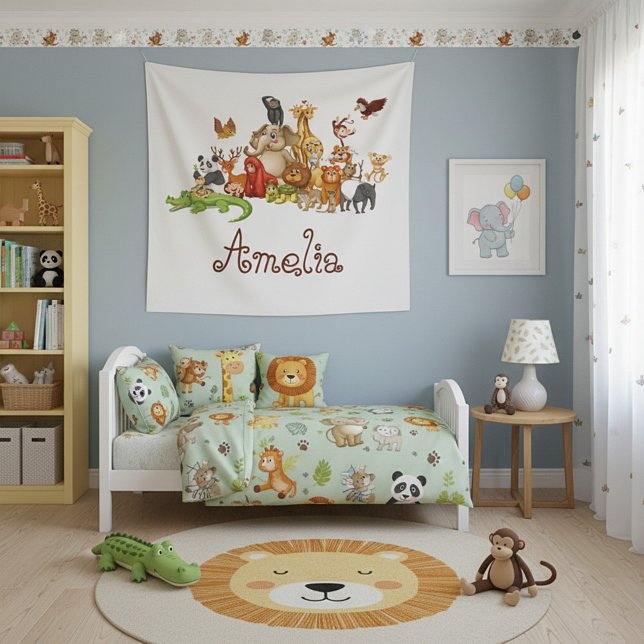 Personalized Kid's animals  Tapestry (Creator Uploaded)