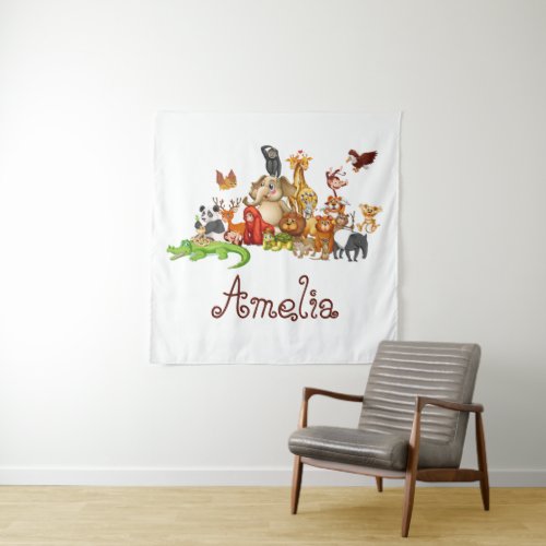 Personalized Kids animals  Tapestry