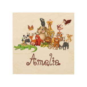 Personalized Kid's animals  Wood Wall Art