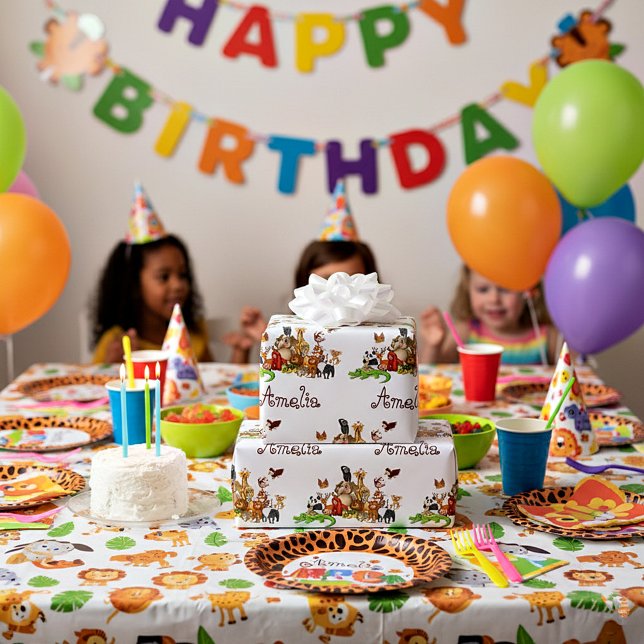 Personalized Kid's animals  Wrapping Paper (Creator Uploaded)