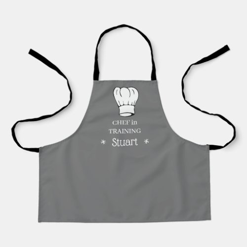 Personalized Kids Aprons __ Chef in Training Grey
