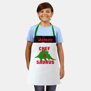Personalized Kid's Aprons, Dinosaur Graphic Chef Apron
