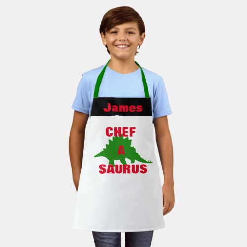 Personalized Kids Aprons Dinosaur Graphic Chef Apron