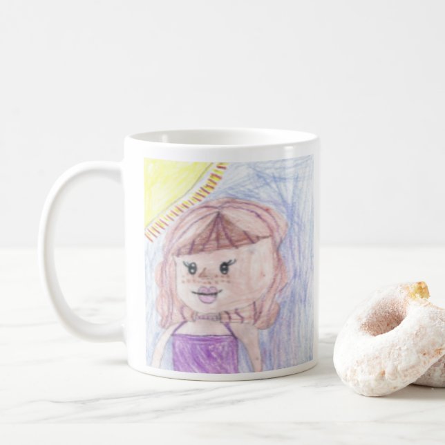Personalized Kid's Art Photo on this Coffee Mug (With Donut)