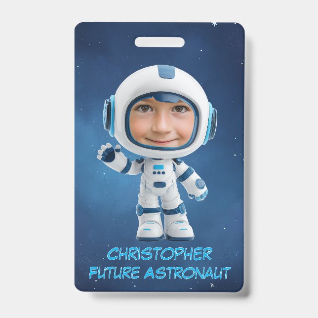 Personalized Kids Astronaut Emergency Contact Badge (Front)