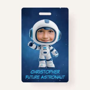 Personalized Kids Astronaut Emergency Contact Badge