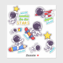 Personalized Kids Astronaut Name Label Stickers