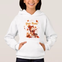 Personalized Kids Autumn Cat T-Shirt | Custom Name