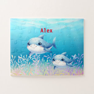 Personalized kids baby sharks jigsaw puzzle