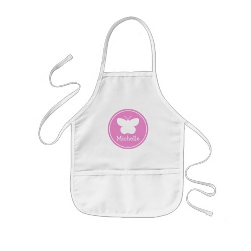 Personalized kids baking apron with cute butterfly