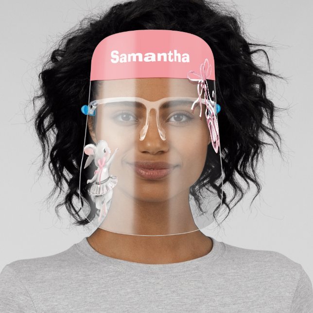 Personalized Kids Ballerina Ballet Bunny Face Shield (Insitu)