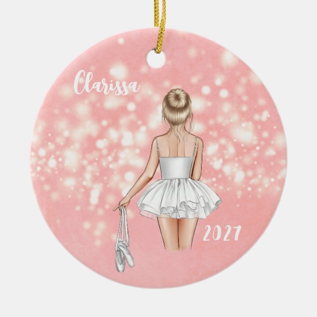 Personalized Kids Ballerina Christmas Ornament (Front)