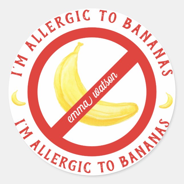 Personalized Kids Banana Allergy Alert Classic Round Sticker (Front)