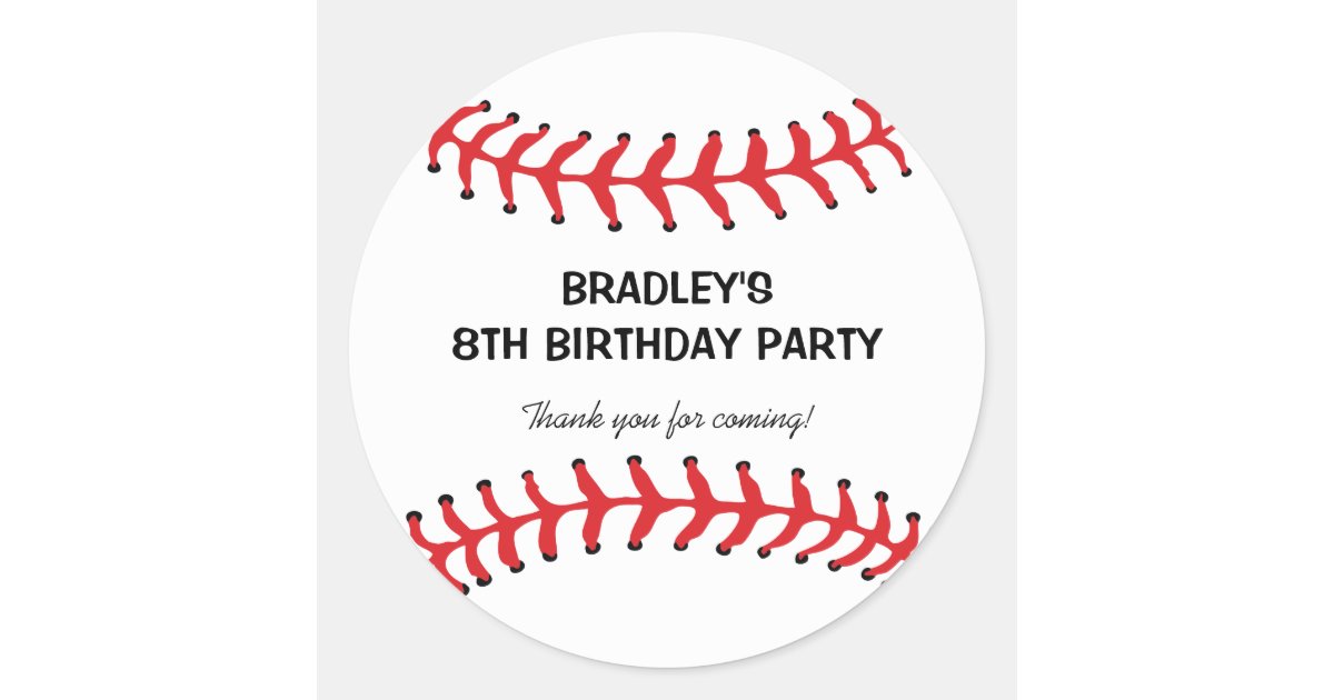 Personalized Kids Baseball Birthday Classic Round Sticker | Zazzle