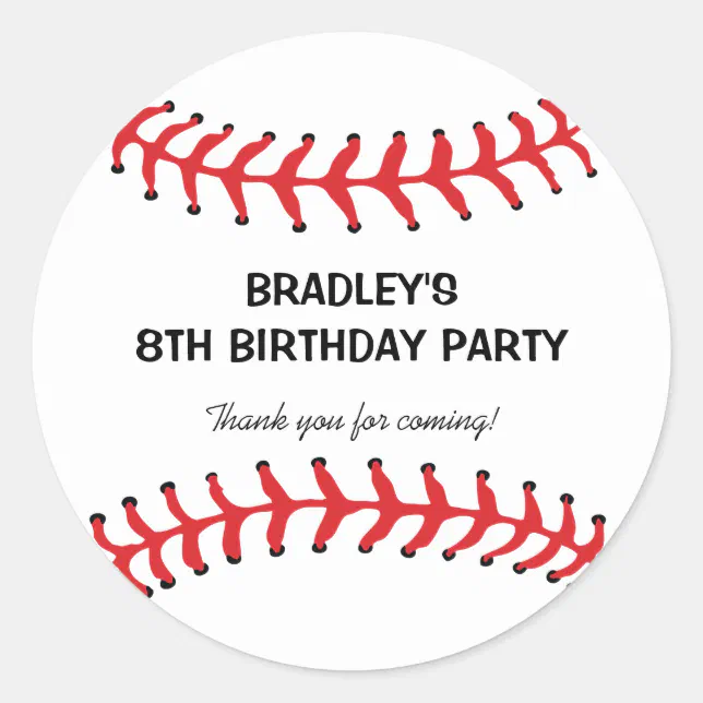 Personalized Kids Baseball Birthday Classic Round Sticker | Zazzle