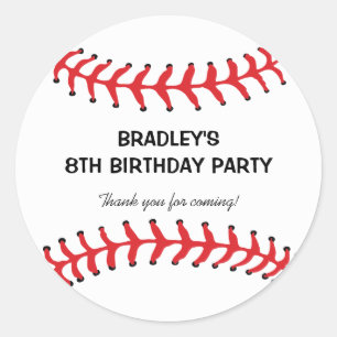 Personalized Kids Baseball Birthday Classic Round Sticker