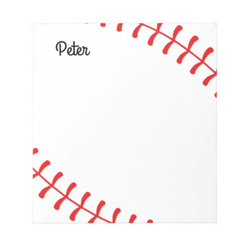 Personalized Kids Baseball Notepad