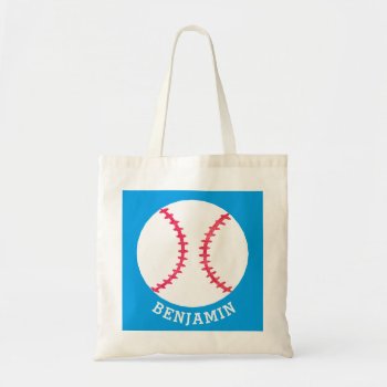 Personalized Kids Baseball Sports Blue Sport Tote Bag by LilPartyPlanners at Zazzle