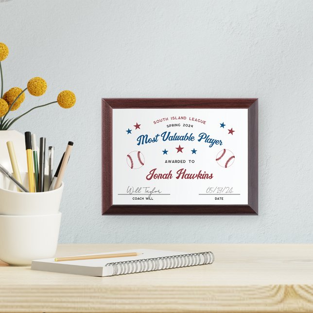 Personalized Kids Baseball Team Award Plaque (Creator Uploaded)