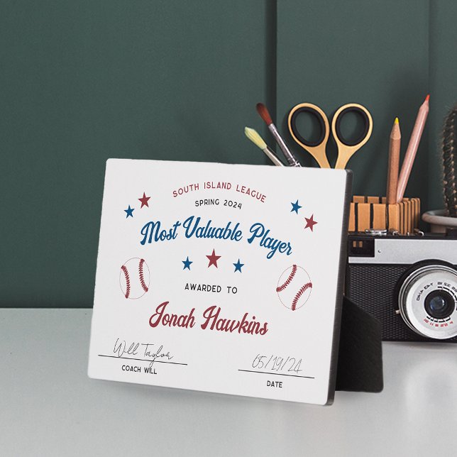 Personalized Kids Baseball Team Award Plaque (Creator Uploaded)