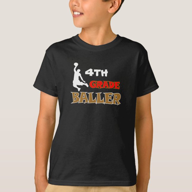 Personalized Kids Basketball Grade Level T-Shirt (Front)