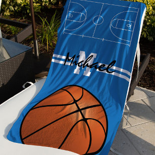 Personalized Kids Basketball Monogram Beach Towel