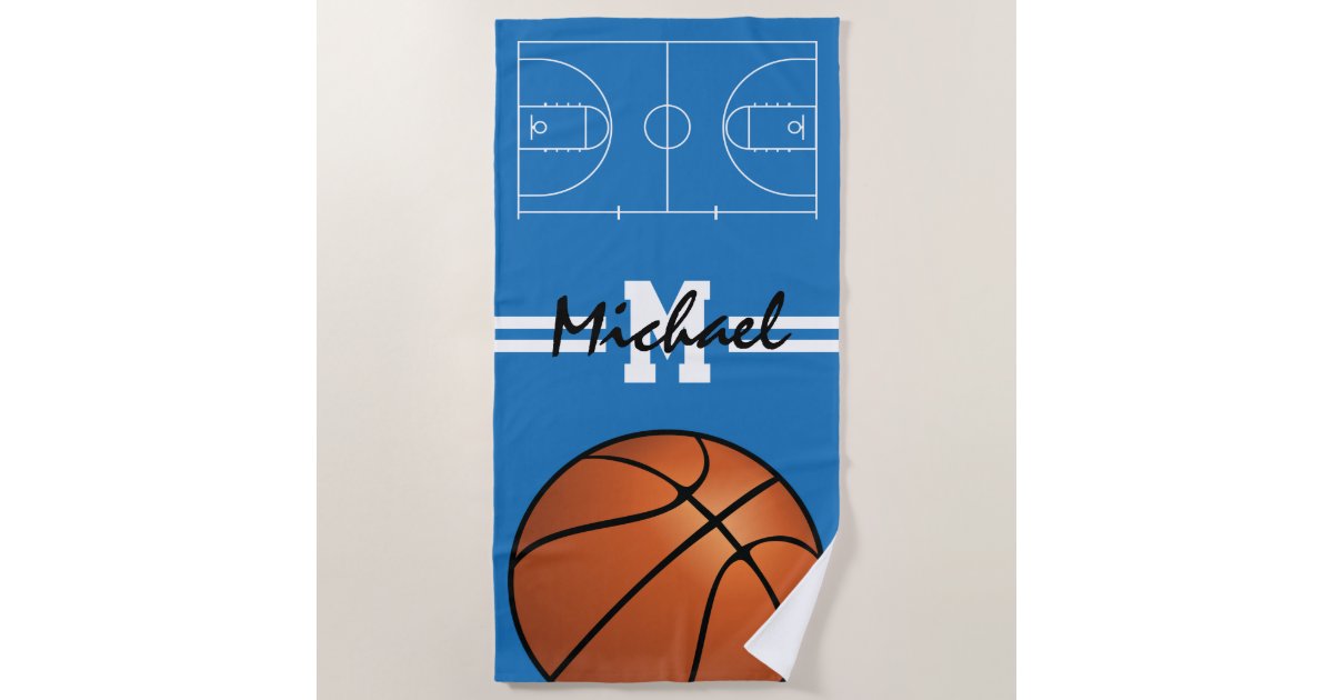 Personalized Kids Basketball Monogram Beach Towel Zazzle Com