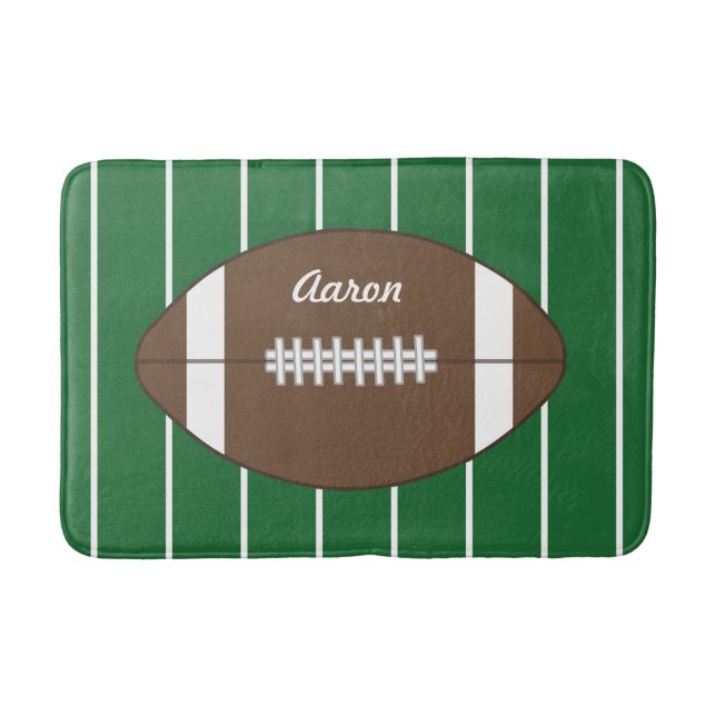 Personalized  Kids Bathroom Football Bath Mat Rug (Front)