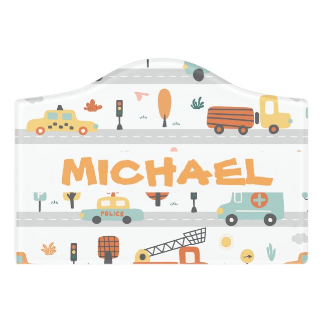 Personalized Kids Bedroom Sign- Car Door Sign (Small Crest Front)
