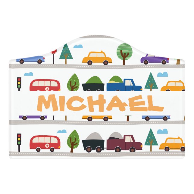 Personalized Kids Bedroom Sign- Car Door Sign (Small Crest Front)