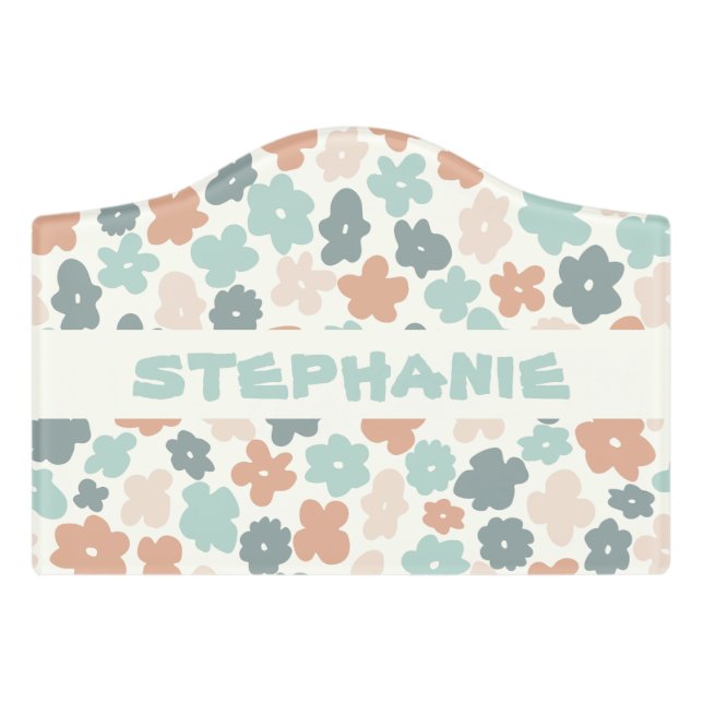 Personalized Kids Bedroom Sign- Floral Door Sign (Small Crest Front)