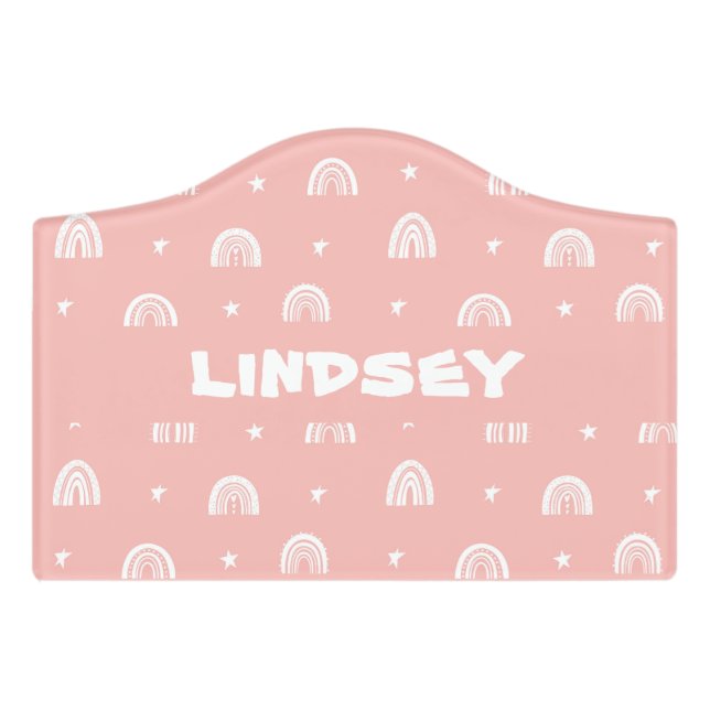Personalized Kids Bedroom Sign- Rainbow Door Sign (Small Crest Front)