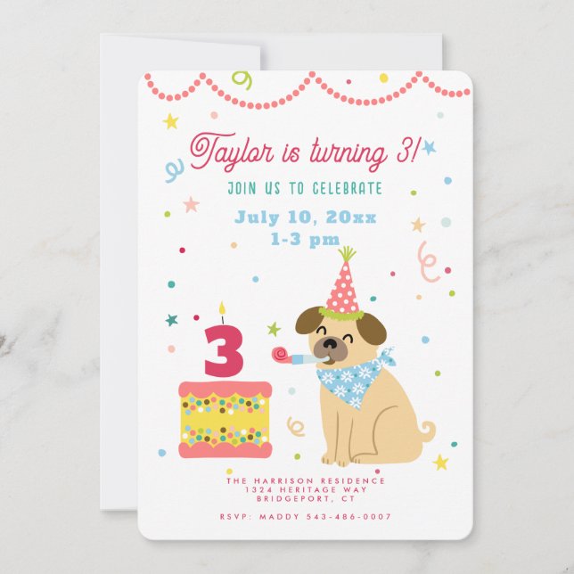 Personalized Kids Birthday cherry Invitation (Front)