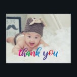 Personalized Kids Birthday Colorful Thank You Postcard<br><div class="desc">Colorful kids thank you postcard. Design features of your favorite photo of a child and colorful thank you in trendy modern font. Add your message on the back.</div>
