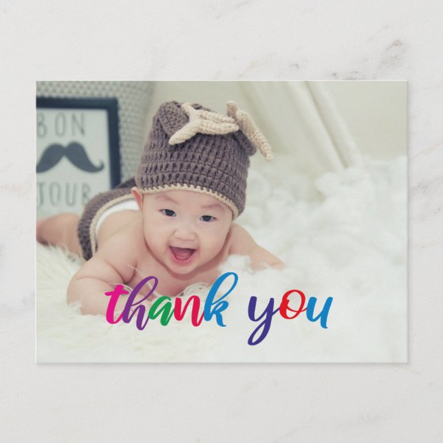 Personalized Kids Birthday Colorful Thank You Postcard (Front)