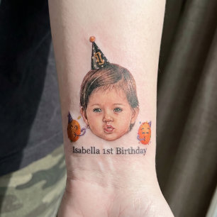 Personalized kids Birthday Custom Name, Age & Face Temporary Tattoos