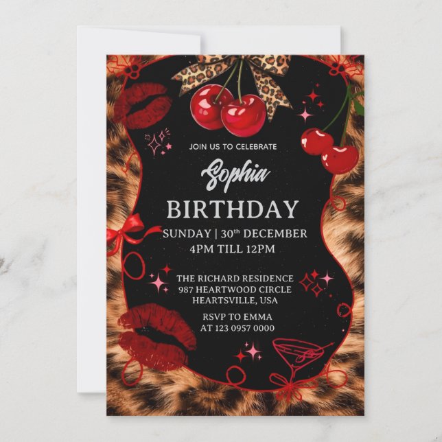 Personalized Kids Birthday Invitation Black Party  (Front)
