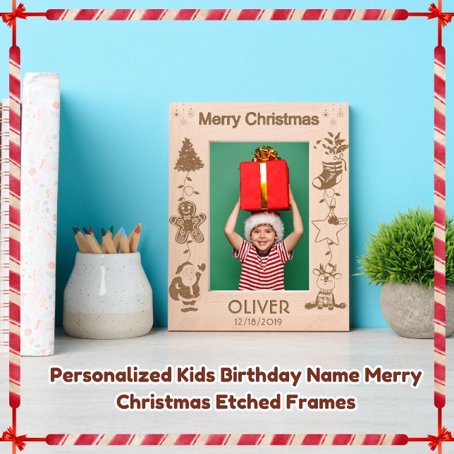 Personalized Kids Birthday Name Merry Christmas  Engraved Frames (Creator Uploaded)