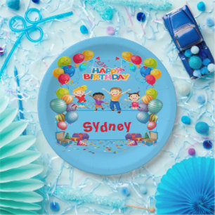 Personalized Kids Birthday Party Paper Plates 9"