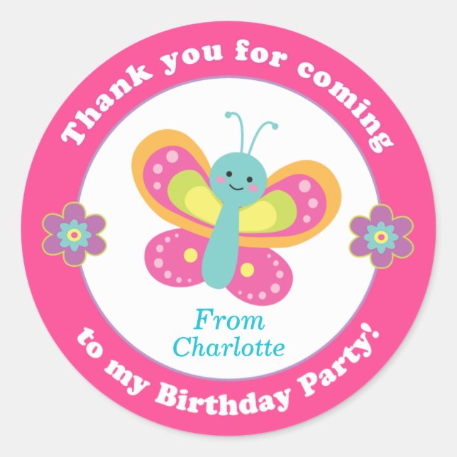 Personalized kids birthday party sticker stickers (Front)