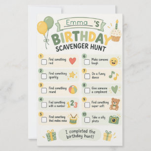 Personalized Kids Birthday Scavenger Hunt Party