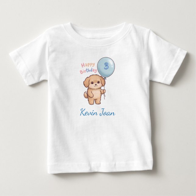 Personalized Kids Birthday T-Shirt, Custom Name Baby T-Shirt (Front)