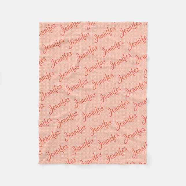 Personalized Kid's Blanket in Light  Coral Pink (Front)