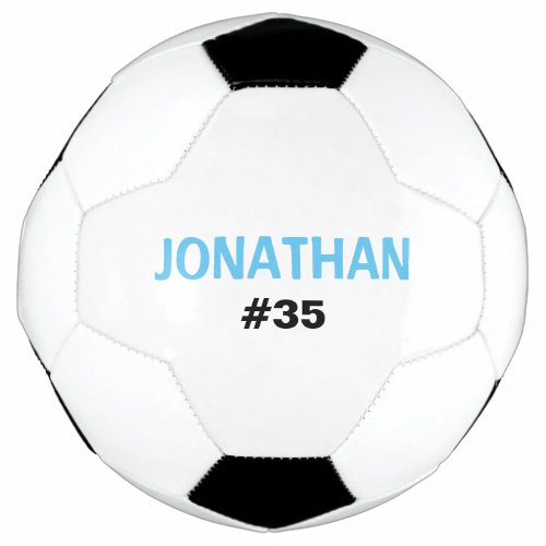 Personalized Kids Blue White Add A Name Soccer Ball