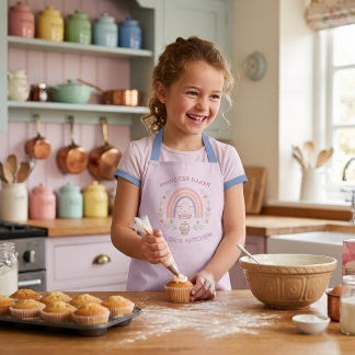 Personalized Kids Boho Rainbow Birthday Baking Apron